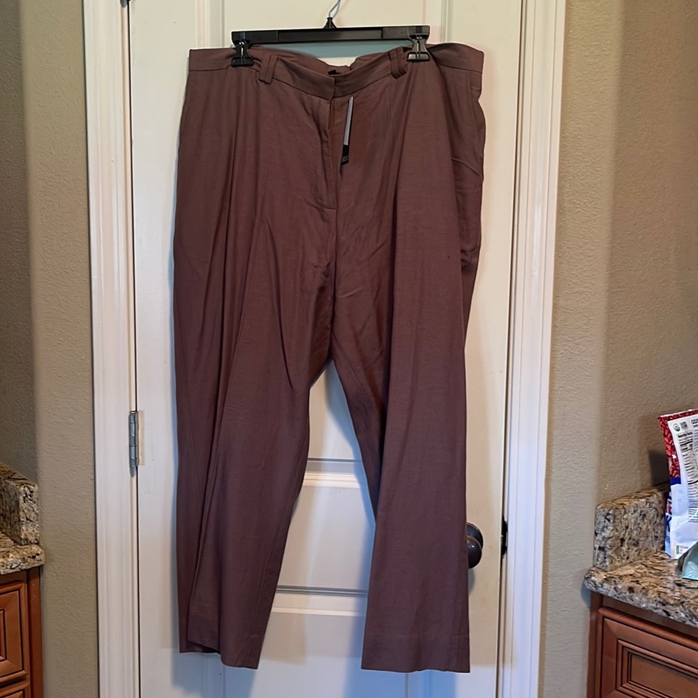 Joanna Hope. Linen blend taupe brown pants. Size 16. NWT